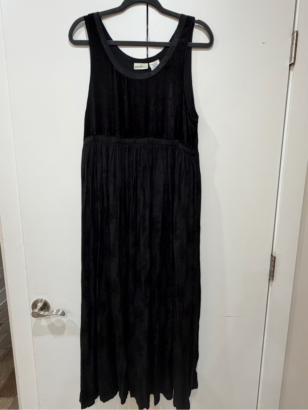 Vintage 90s White Stag Black Velvet Tank Maxi Dress Whimsigoth Boho witchy M